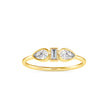 baguette bezel three stone diamond ring in yellow gold