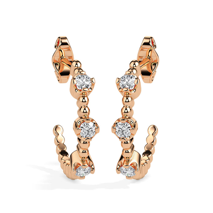 bubble drop diamond hoop earrings in rose gold