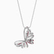 Butterfly-shaped pendant necklace on a white background