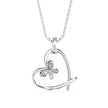 butterfly heart shape diamond necklace in white gold