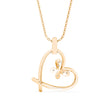 butterfly heart shape diamond necklace in yellow gold