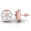floral round diamond stud earrings in rose gold