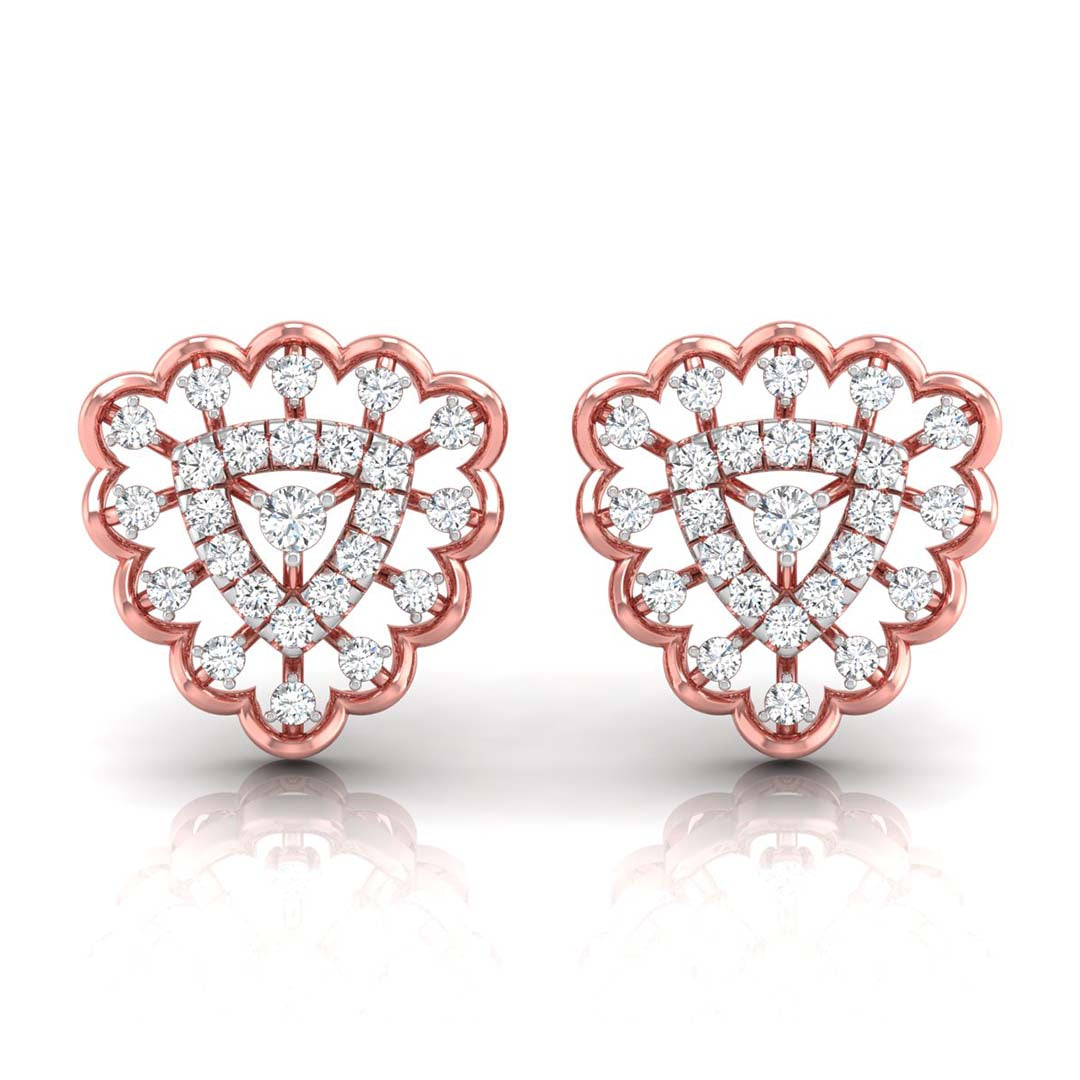 round diamond stud earrings in rose gold