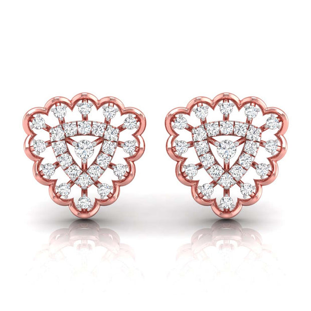 round diamond stud earrings in rose gold
