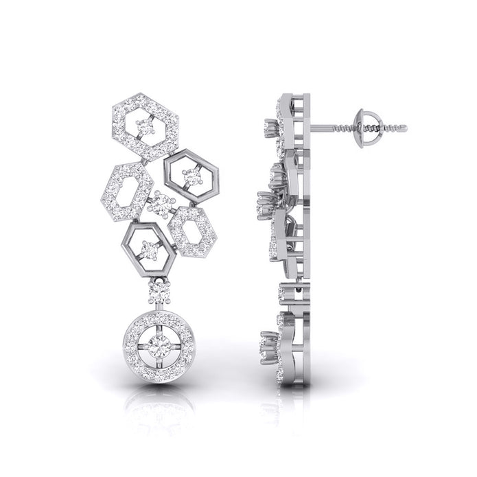 Round Cut Lab-Grown Diamond White Gold Dangler Earrings