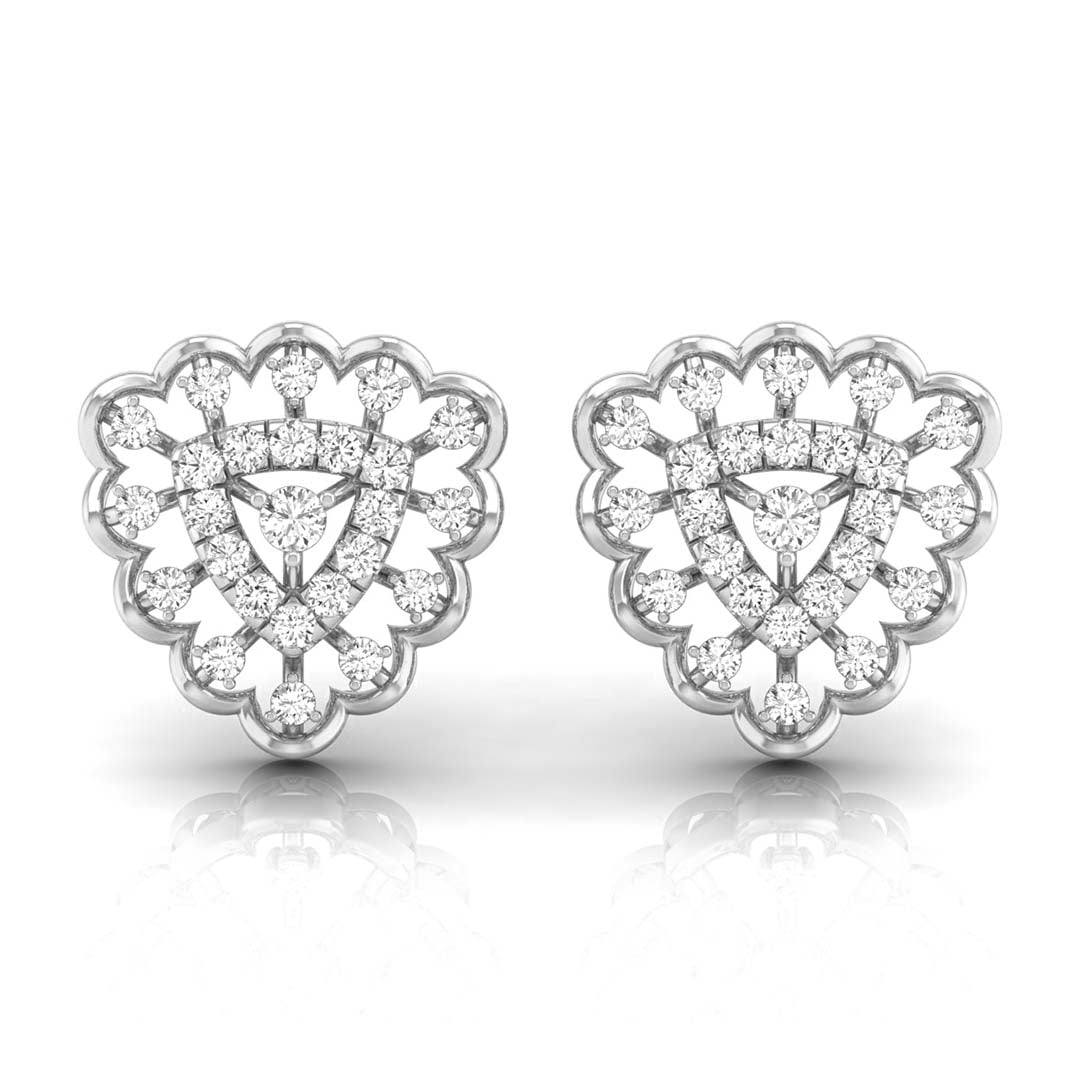 round diamond stud earrings in white gold