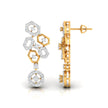 round diamond dangler earrings in yellow gold