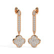 clover cluster diamond drop earrings in rose gold