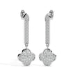 clover cluster diamond drop earrings in white gold
