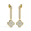 clover cluster diamond drop earrings in yellow gold