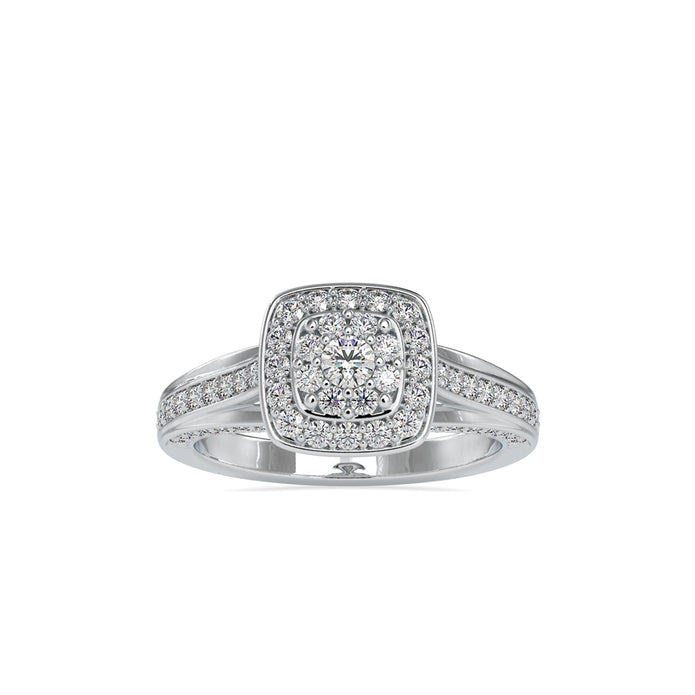 cluster halo lab-grown diamond ring in white gold