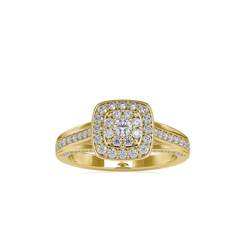 cluster halo lab-grown diamond ring in yellow gold