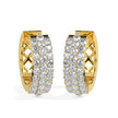 cluster pave diamond hoop earrings in yellow gold