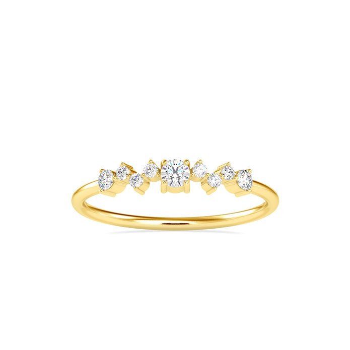 cluster style diamond ring in yellow gold