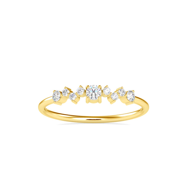 cluster style diamond ring in yellow gold