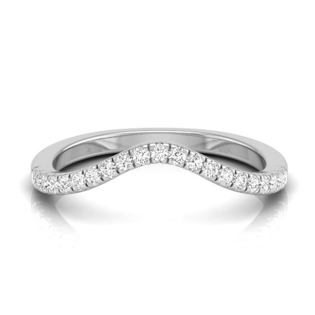 curved shape half eternity diamond band ring in white gold