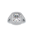 cushion bezel halo lab-grown diamond ring in white gold