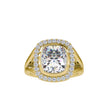 cushion bezel halo lab-grown diamond ring in yellow gold