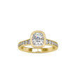 cushion bezel diamond ring in yellow gold