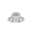 cushion cut double halo lab-grown diamond ring in white gold