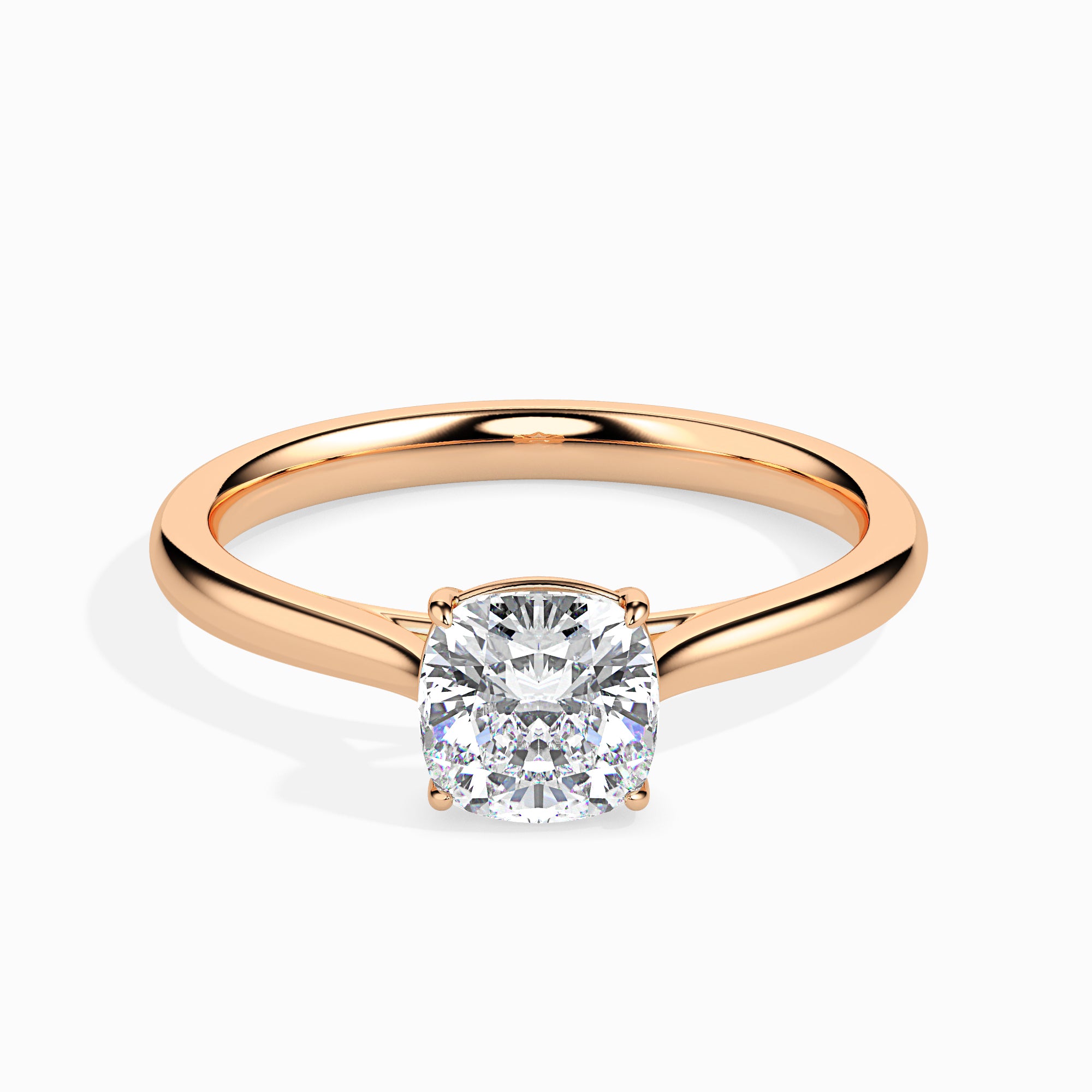 cushion cut solitaire diamond ring in rose gold