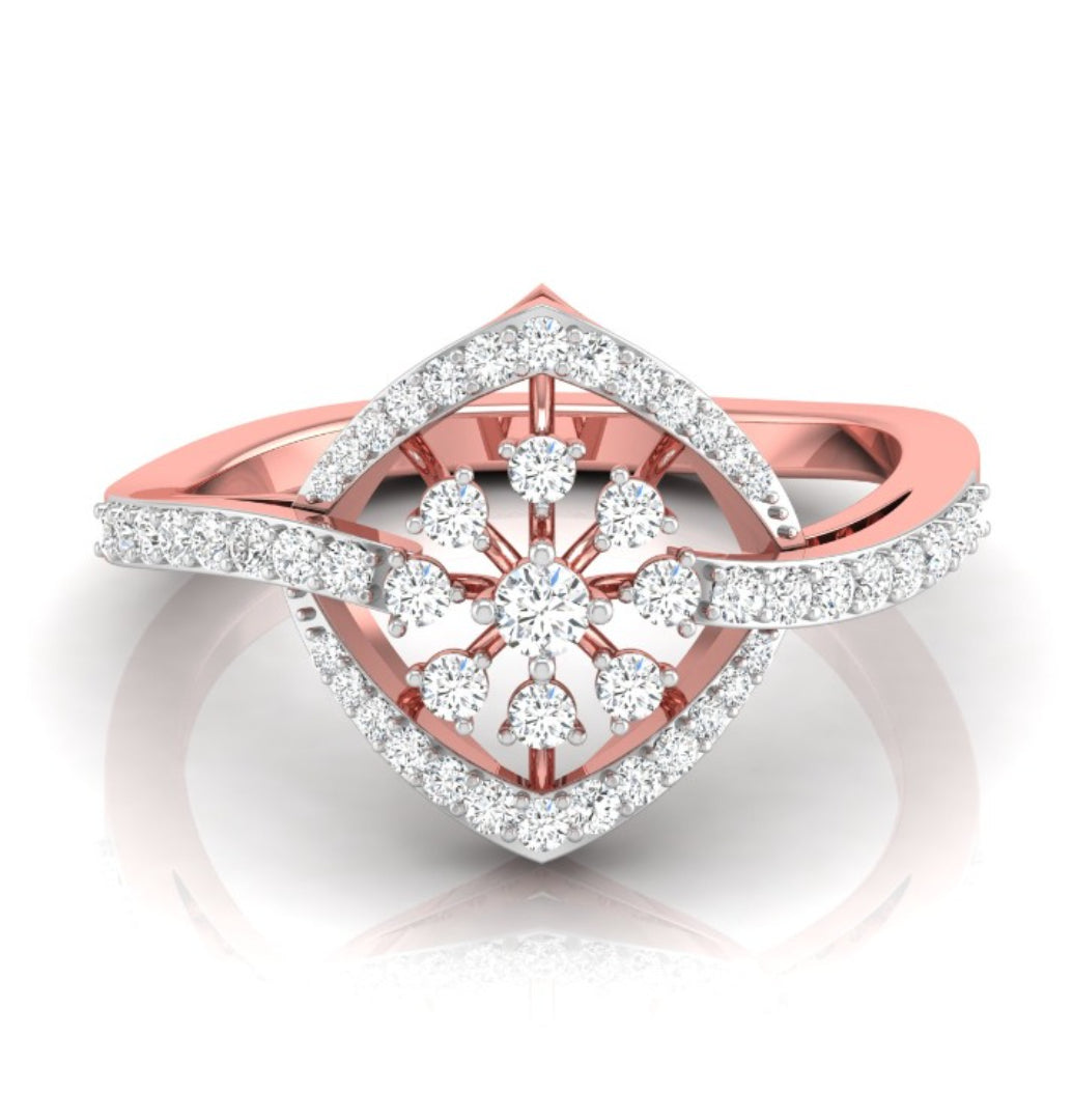 diamond shape halo lab-grown diamond ring rose gold