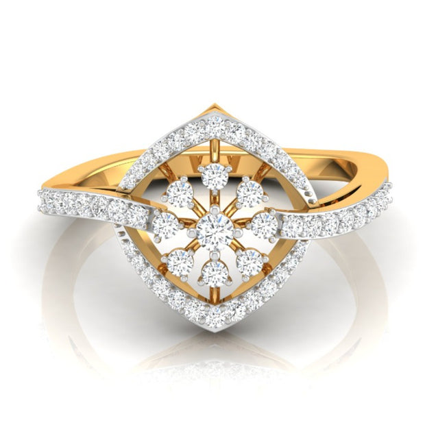 diamond shape halo lab-grown diamond ring yellow gold