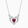 dolphin embrace red heart diamond necklace in white gold