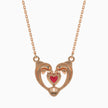 dolphin embrace red heart diamond necklace in rose gold