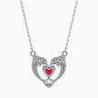 dolphin embrace red heart diamond necklace in white gold
