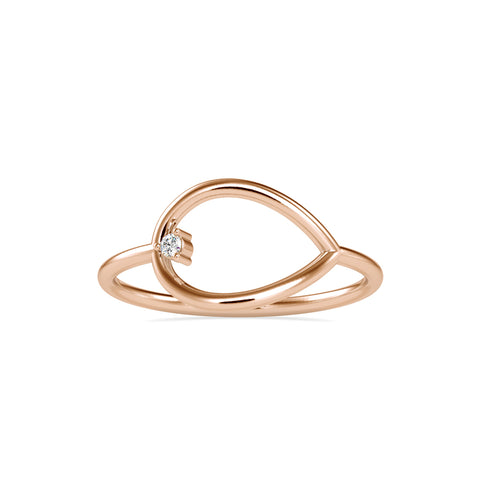 drop shape round solitaire diamond ring in rose gold