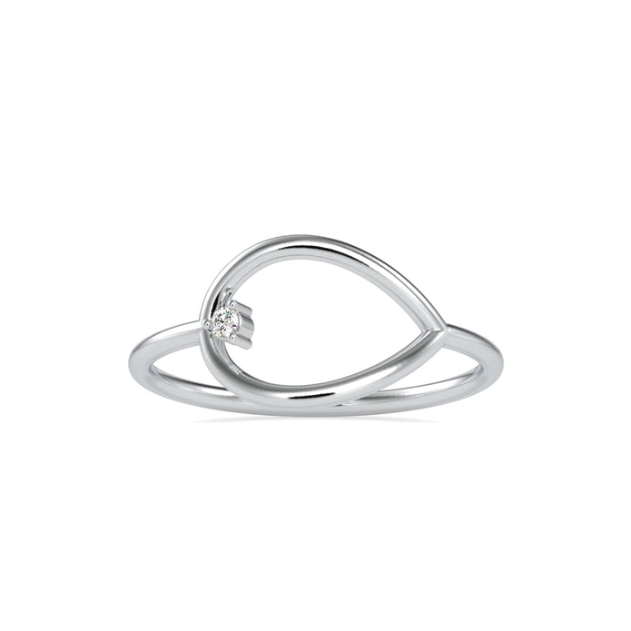drop shape round solitaire diamond ring in white gold