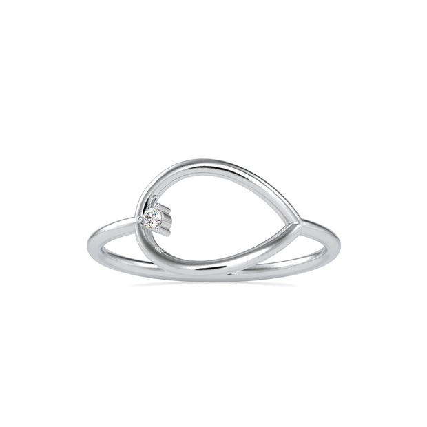 drop shape round solitaire diamond ring in white gold
