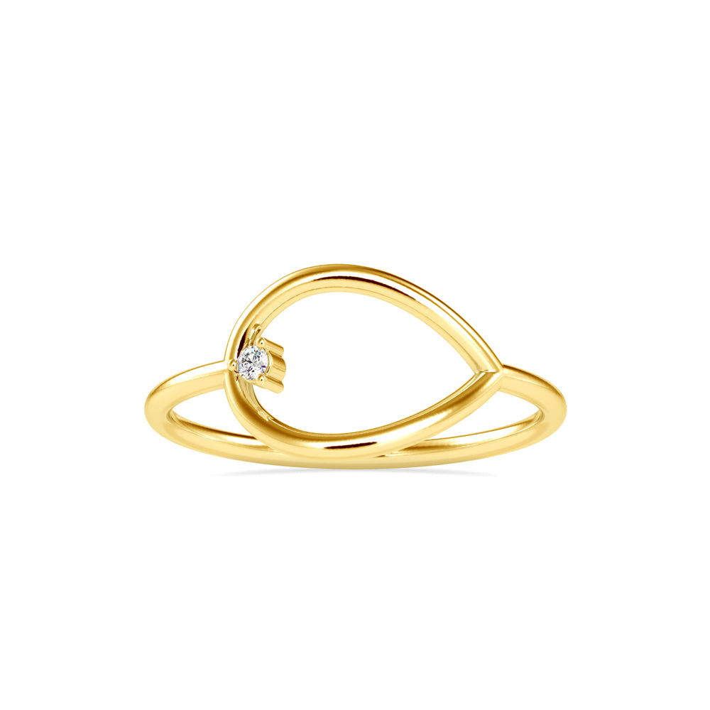 drop shape round solitaire diamond ring in yellow gold