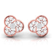 floral round diamond stud earrings in rose gold