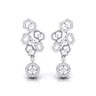 round diamond dangler earrings in white gold