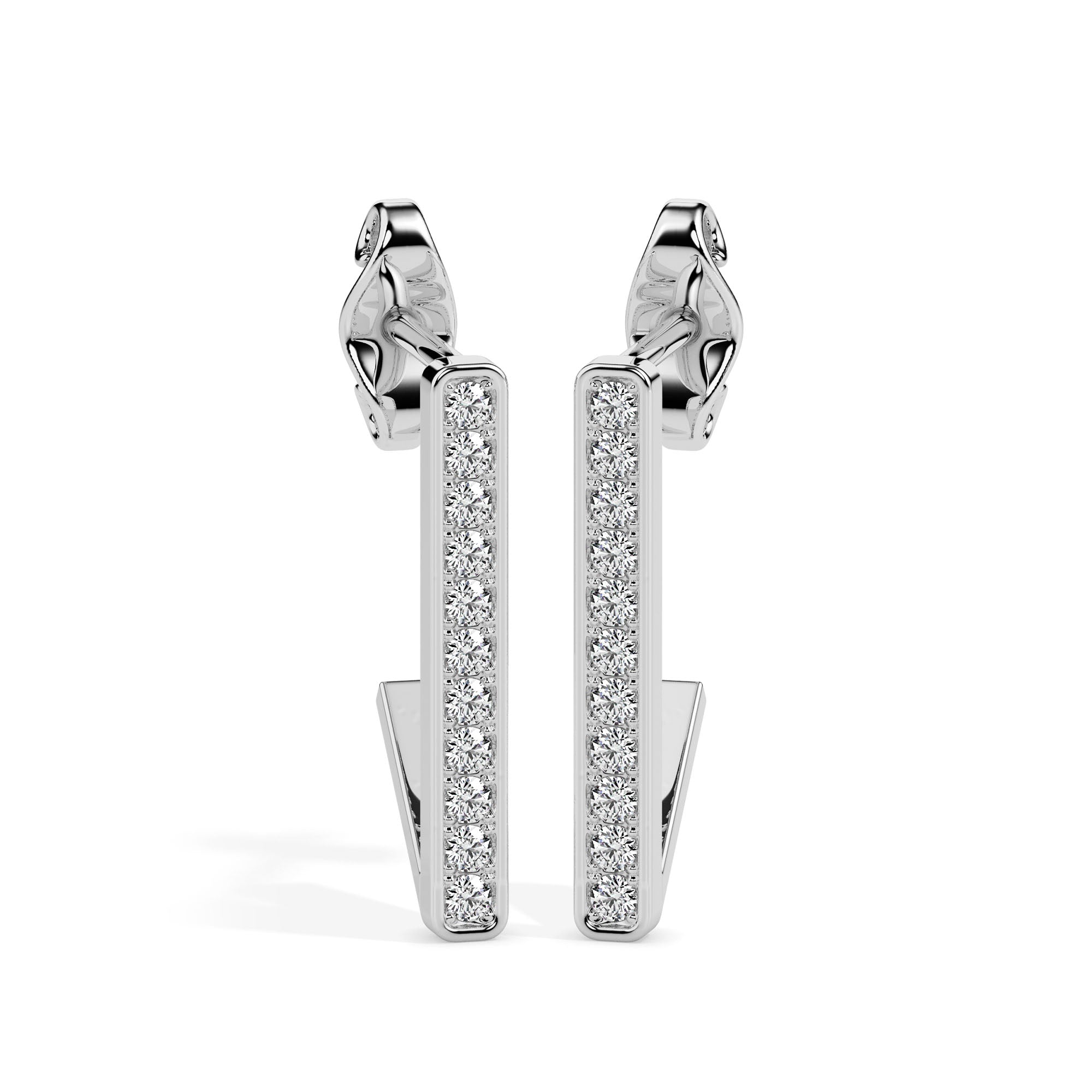 vertical bar diamond drop earrings in white gold