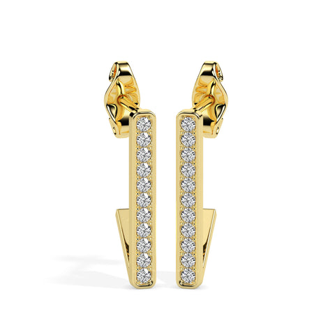 vertical bar diamond drop earrings in yellow gold