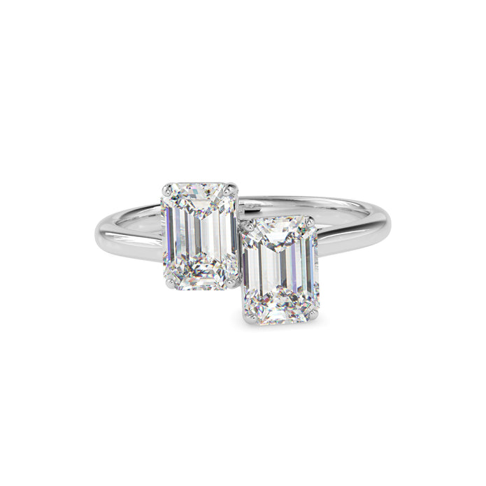 emerald cut toi et moi lab-grown diamond ring in white gold