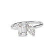 emerald and marquise toi et moi lab-grown diamond ring in white gold