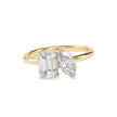 emerald and marquise toi et moi lab-grown diamond ring in yellow gold