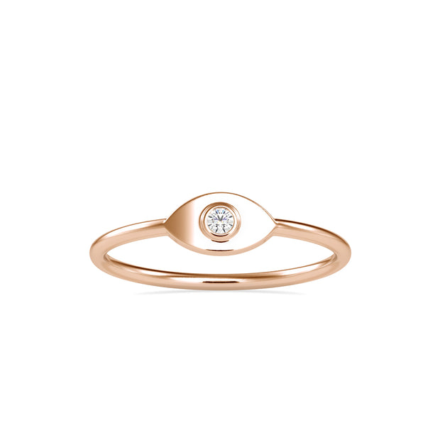 evil eye bezel diamond ring in rose gold