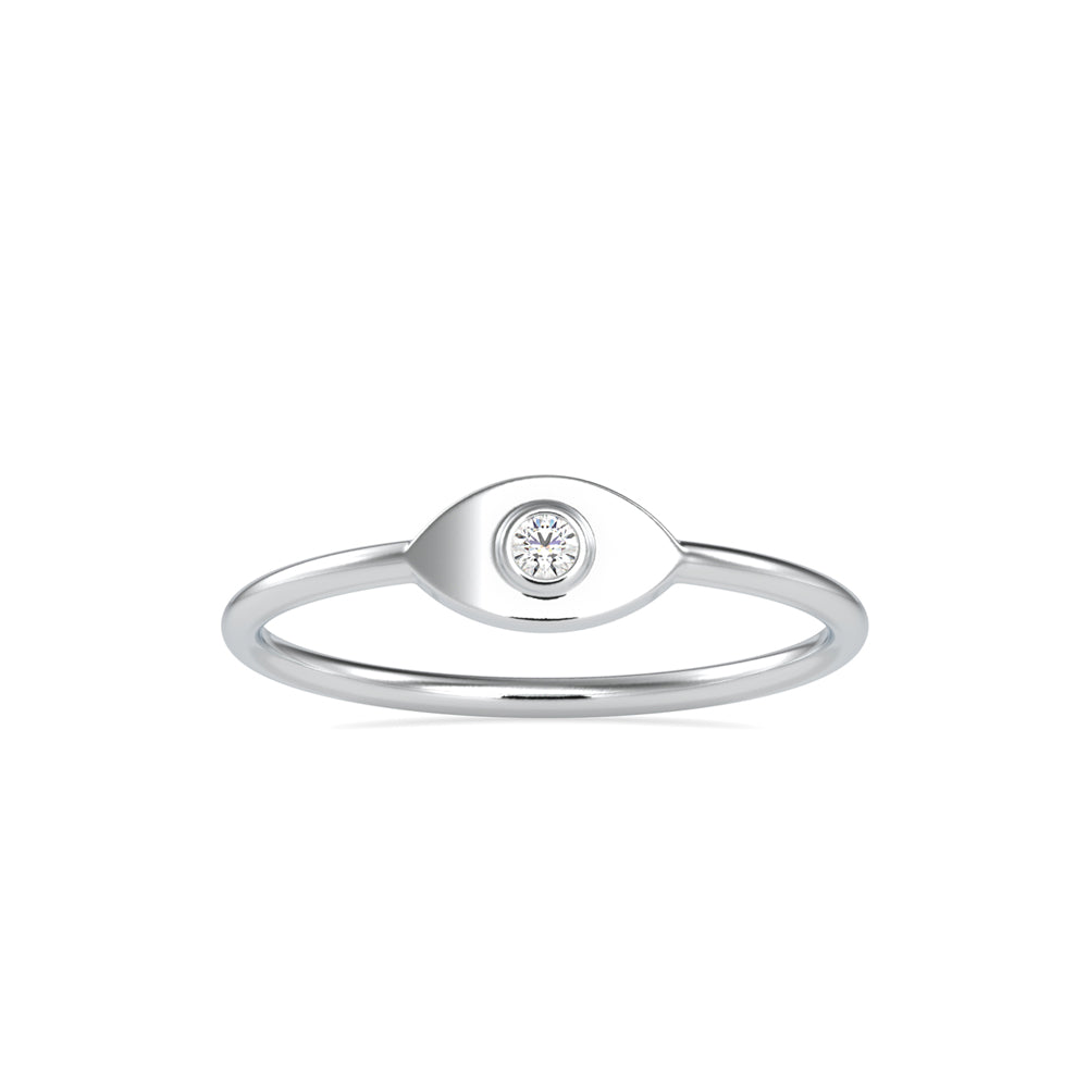 evil eye bezel diamond ring in white gold