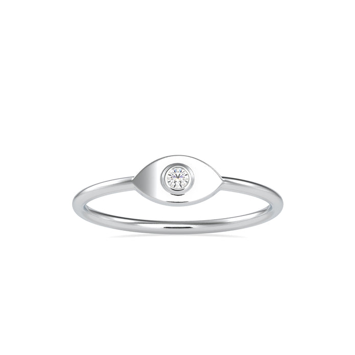 evil eye bezel diamond ring in white gold