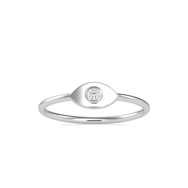 evil eye bezel diamond ring in white gold