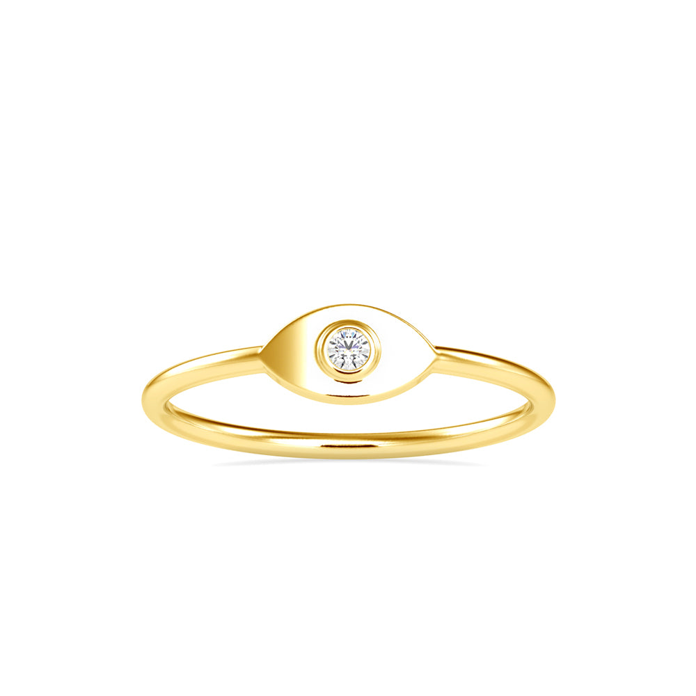 evil eye bezel diamond ring in yellow gold