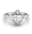 fan-shaped round cut lab-grown diamond ring in white gold