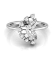 fan shape round cut lab-grown diamond ring in white gold