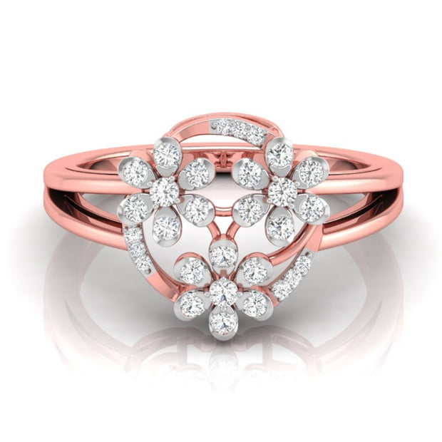 floral bouquet round cut diamond ring in rose gold