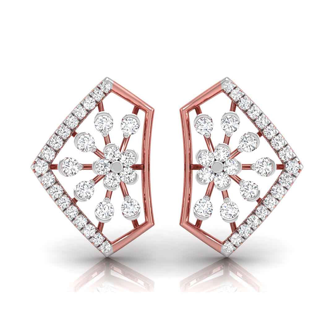 floral cluster diamond stud earrings in rose gold